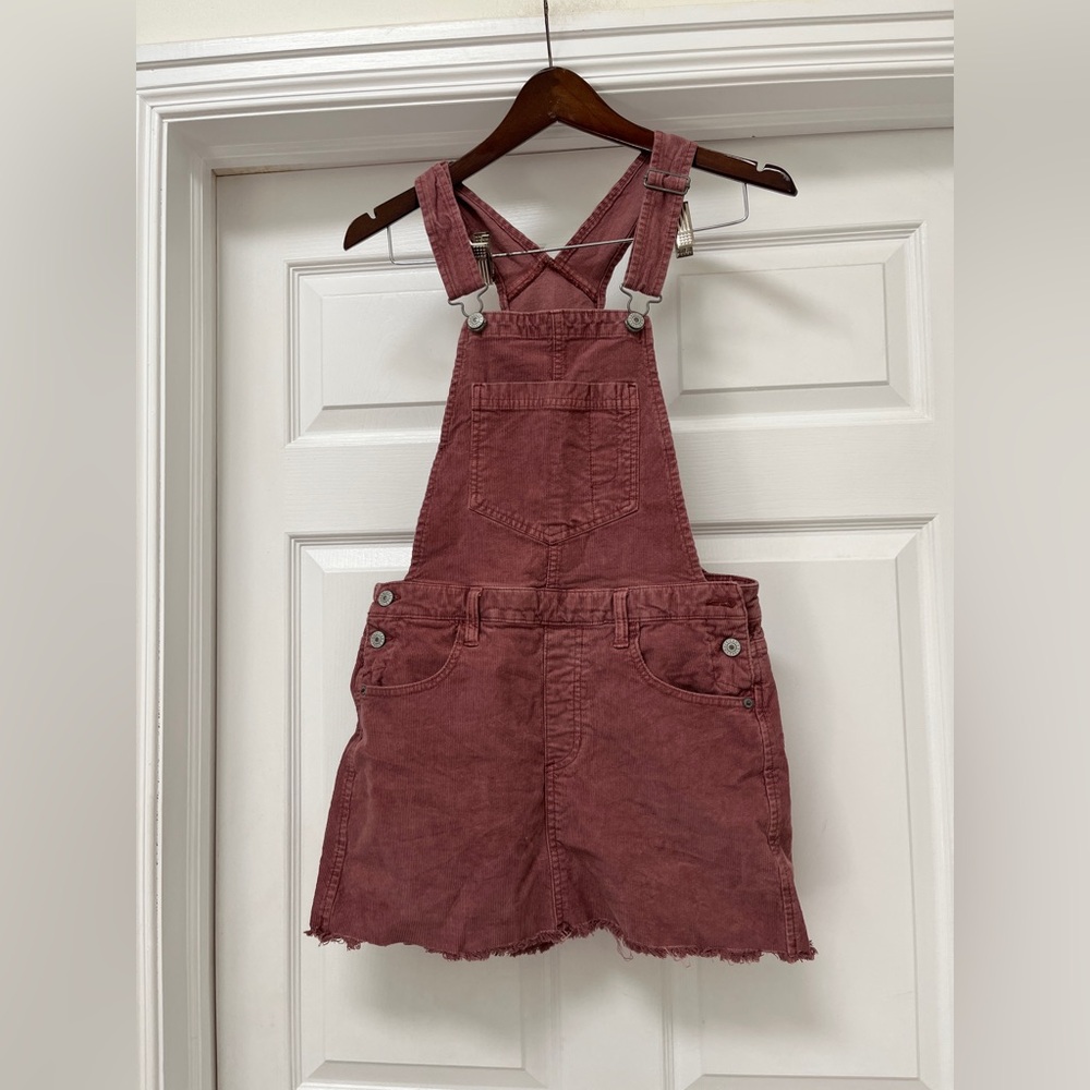 Womens American Eagle Outfitters Pink Corduroy Overall Dress NWT Size small